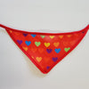 RED COLORFUL HEARTS DOG BANDANA.