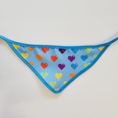 BLUE COLORFUL HEARTS DOG BANDANA.