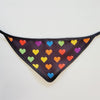 BLACK COLORFUL HEARTS DOG BANDANA.